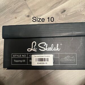 La Sheelah Tan and Green Sneakers Brand New